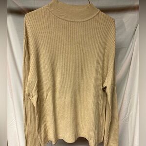 Classic Elements Tan Ribbed Mock Sweater